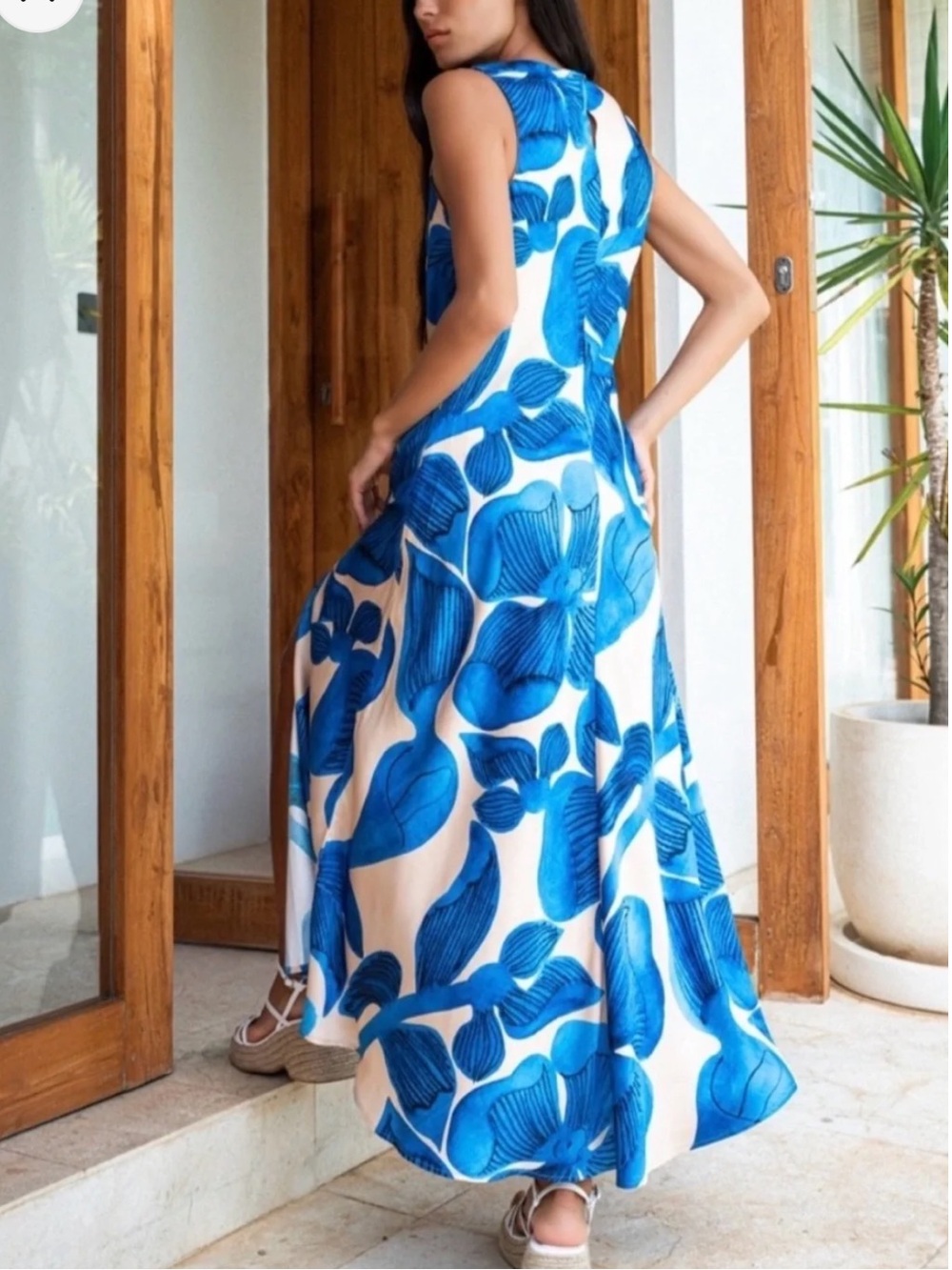 Anthropologie Corey Lynn Calter blue floral bias cut maxi dress womens M